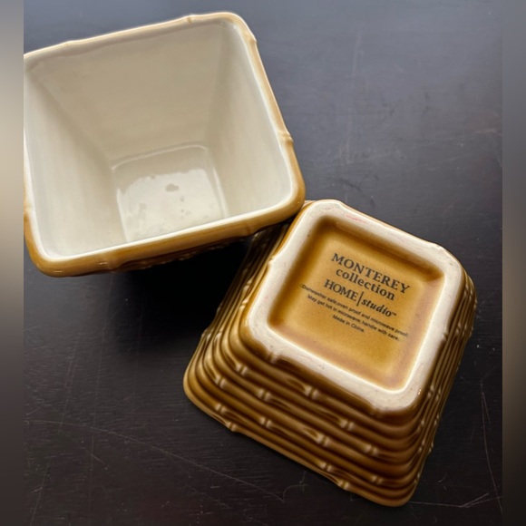 2 Home Studio, Monterey collection, bamboo theme, ceramic bowls. 4”x2.5” - Picture 5 of 8